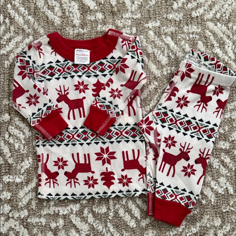 Hanna Andersson Red and White Reindeer Pajama Set